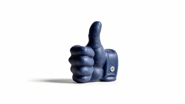 Unique Perspective of a Blue Raised Hand Symbolizing Approval and Positivity in a Minimalist Style