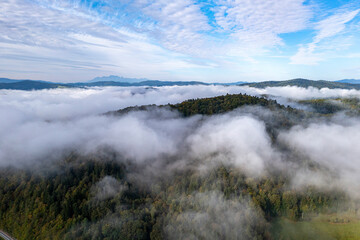Beskid Sądecki, Małopolska, Poranne mgły 