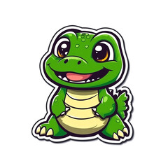 Obraz premium Cute Cartoon Baby Crocodile Mascot Logo