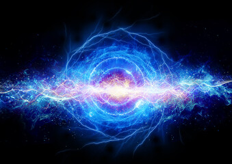 blue bubble and molecule on power energy background