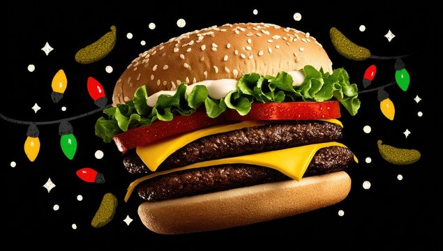 Festive double cheeseburger