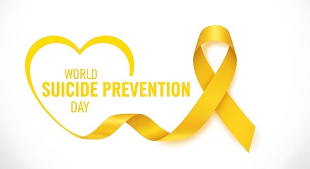 World suicide prevention day awareness ribbon and heart symbol isolated on white background world mental health day background