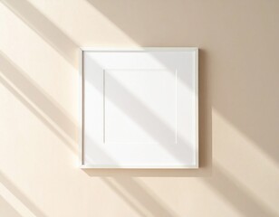 Warm Sunlight Casts Diagonal Shadows on a Minimalist White Frame Mockup