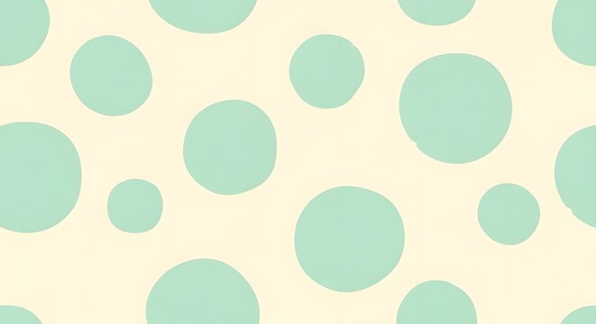 Soft Pastel Mint Green Polka Dot Pattern Background Cute Irregular Circles on Cream