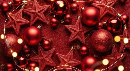 Red Christmas ornament star bauble festive holiday decoration glitter celebration joyful light