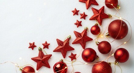 Red Christmas star ornament bauble festive decoration holiday celebration winter glitter sparkle joyful mood