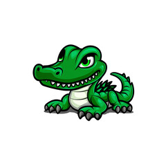 Obraz premium Playful Baby Alligator Cartoon Character