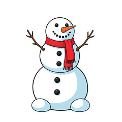 Cheerful snowman with red scarf for christmas