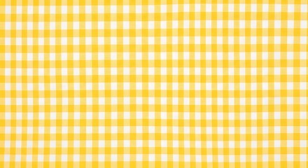 Vibrant Yellow and White Gingham Pattern Seamless Fabric Texture Background for Summer Designs and Crafts