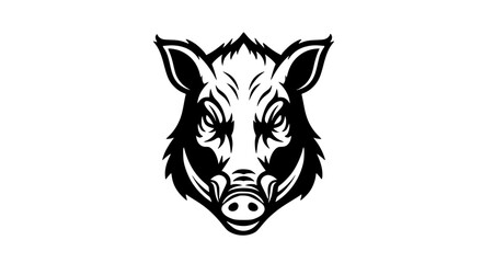 Obraz premium Boar face portrait black white icon