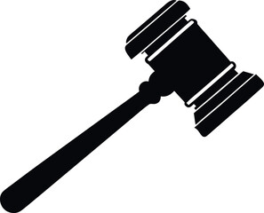 Auction gavel silhouette icon, Auction hammer vector, Auctioneer gavel illustration design