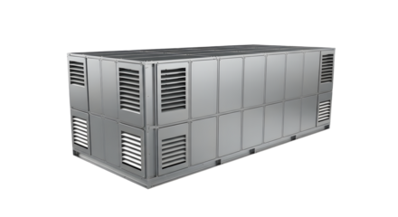Large Industrial Air Handling Unit with Ventilation Louvers in Modern Facility