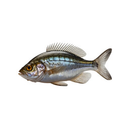 Fototapeta premium Silver fish isolated on transparent background with spiky dorsal fin