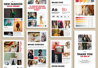 Fashion Brand Mood Board Template Modern Creative Design Layout