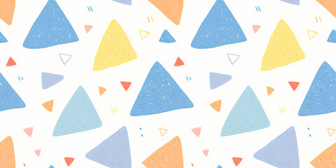 Childish seamless pattern with colorful watercolor triangles. Abstract geometric background for baby and kids. Nursery decor texture