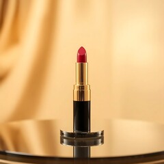 Elegant Dark Maroon Lipstick in a Golden and Black Case