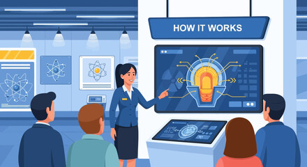 Informative guided tour exploring atomic energy concepts at modern science center