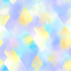 Abstract seamless watercolor pattern with geometric shapes. Pastel background for baby, kids, and nursery decor. Gentle textile and paper print design