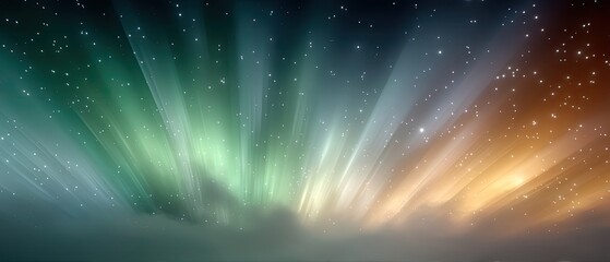 Cinematic Aurora Borealis Displaying Green And Orange Hues With Starry Sky Background