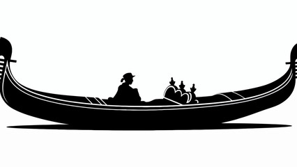 Iconic Venetian Gondola Silhouette with Gondolier and Ornate Details on a White Background Art and Culture Illustration © SHOHRAB HOSSAIN