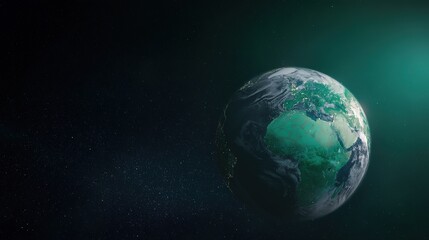 Fototapeta premium continent. Vibrant Earth globe floating in space, showcasing continents with atmospheric lighting. ESG reports, sustainability campaigns, designed for environmental awareness campaigns.