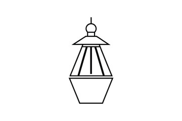 Simple line drawing of a vintage lantern minimalist design silhouette