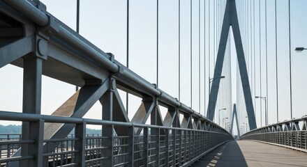 Fototapeta premium Close-up view of a modern cable-stayed bridge