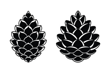 Detailed pinecone shapes in black and white a striking silhouette