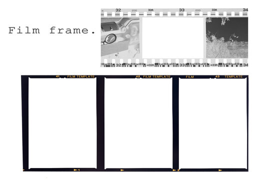 Medium format 120 film and 35 film frame.With white space.