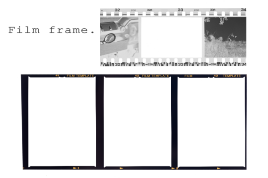 Medium format 120 film and 35 film frame.With white space.