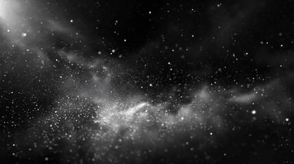 Obraz premium Abstract Illustration of Pure Starlight and Holy Light Dots on Deep Black Background, for Technology, Spiritual Themes, Website, Poster and Digital Design. 