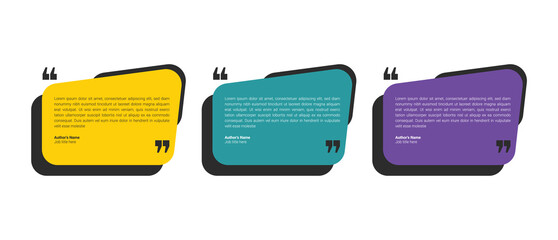 Modern testimonial quote box template for social media and customer reviews. Editable vector design. Professional graphic testimonial in chat bubble design. Bubble testimonial banner, quote.