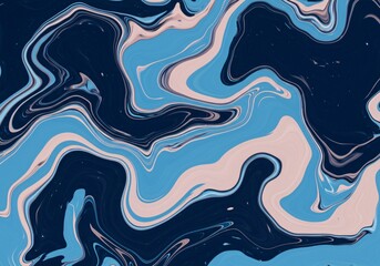 Dynamic Blue Liquid Marble Flowing Texture
