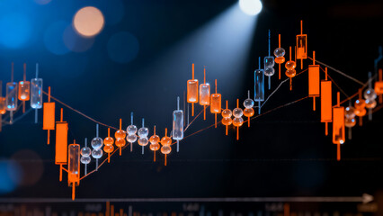 Illustrative Candlestick Charts Clustering on a Bokeh Background