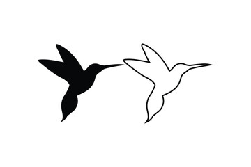 Two hummingbirds in contrasting shades a simple and elegant silhouette