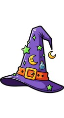 Purple Witch Hat with Decorations.