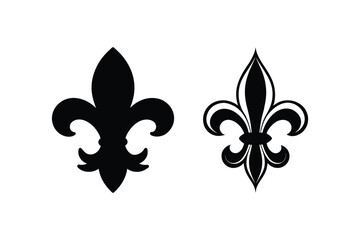 Two fleur de lis designs presented in a striking black silhouette