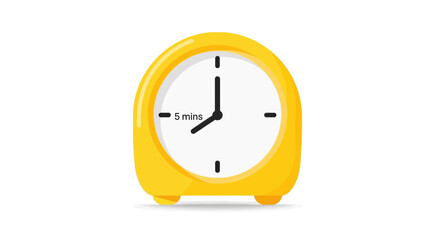 Retro style yellow alarm clock showing the time illustration vector