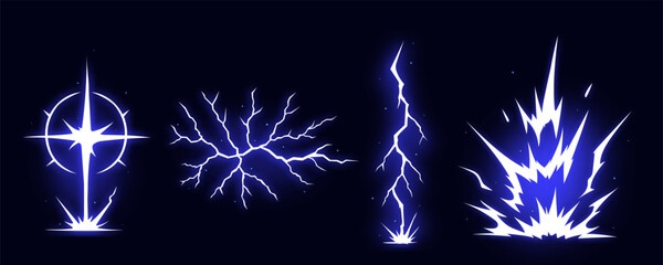 Manga thunder effect with comic bolt and lightening lightning vector. Manga thunder frame repeats in dynamic bg design. Electric energy strike works for vfx, game asset or digital burst art.
