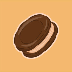 Illustration of cookies with vanilla cream jam in the middle, biscuits, crackers, bread