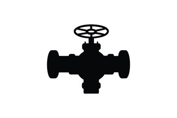 Industrial valve illustration in stark black and white a detailed silhouette