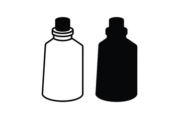 Two bottle outlines one solid black a simple design silhouette