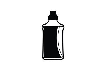 A simple black silhouette of a bottle with a curved design silhouette