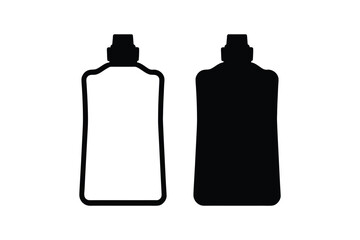 Two bottle shaped containers simple design black and white silhouette