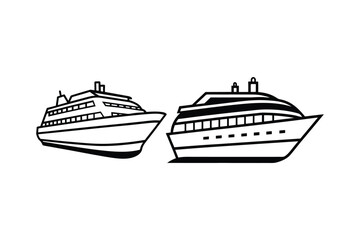 Two cruise ships sailing on calm waters a striking black silhouette