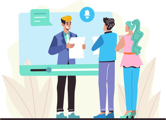 Animated Presentation with Presenter and Audience on Transparent Background