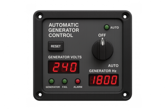 Automatic generator control panel monitoring volts hertz
