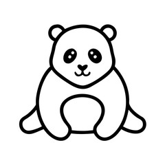 Fototapeta premium Cute cartoon panda character sitting in a simple outline style 