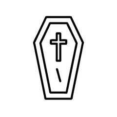 Obraz premium Coffin with cross symbol in simple line art style 