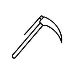 Fototapeta premium Scythe illustration in minimal style with black outline design 